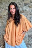 Rustic Nature Linen Blend Pocket Tee Washed Cayenne